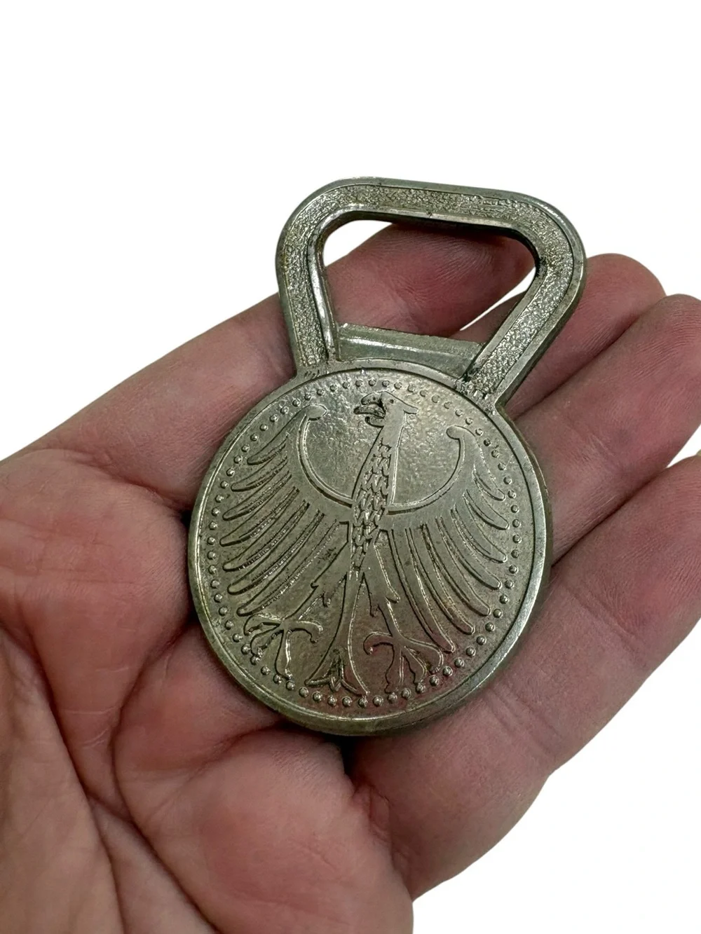 Vintage German 5 Deutsche Mark Coin Bottle Opener
